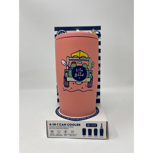 Life Is Good Jeep 4 in 1 Beverage Can Bottle Cooler NEW - Picture 1 of 3